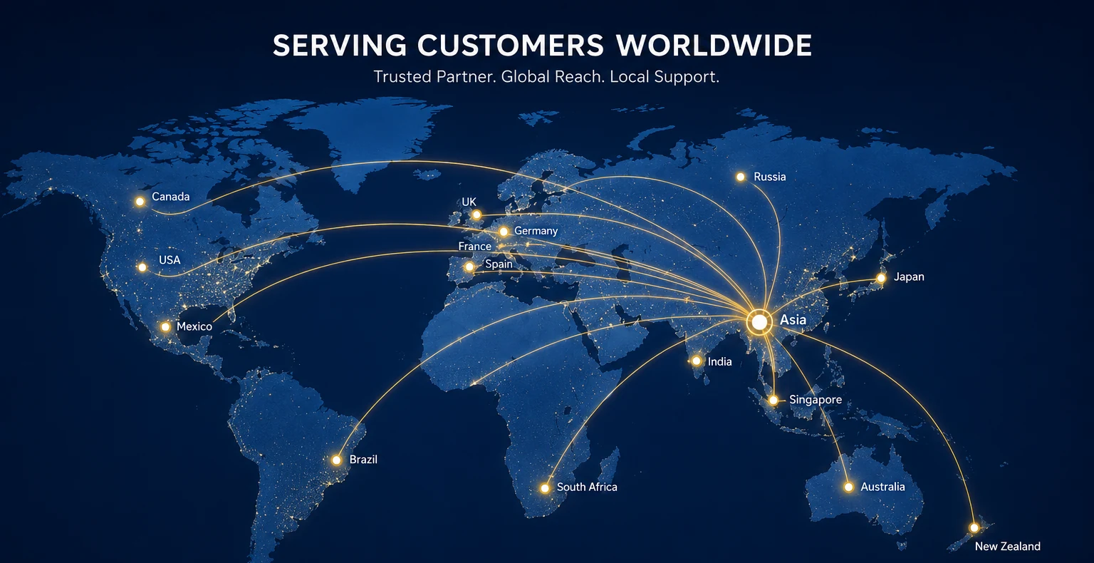 Illustrative map showing RISE CHIP customer reach across international regions