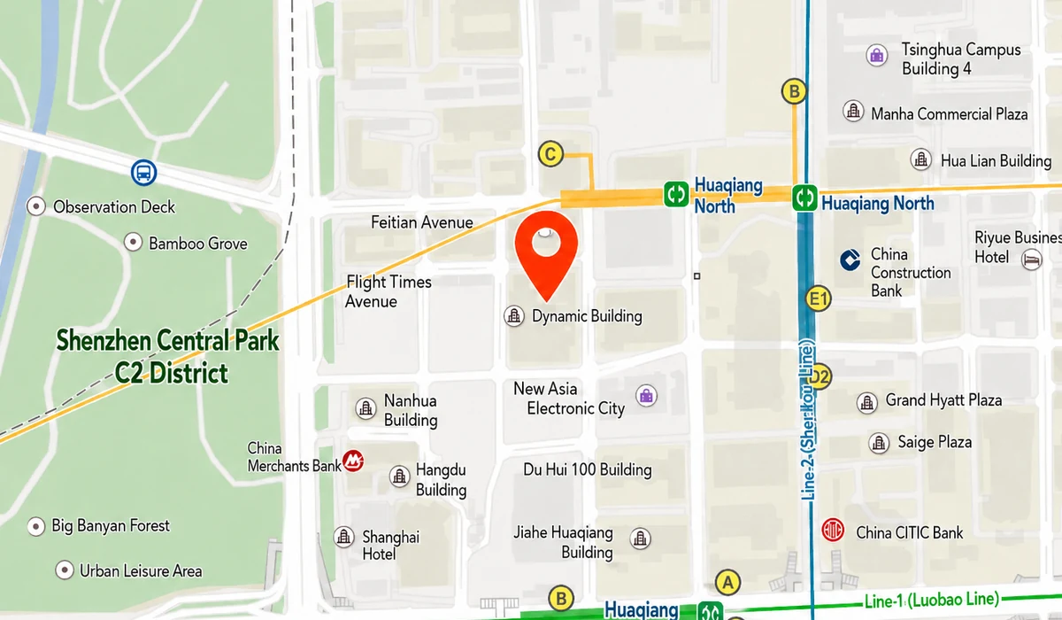 Location illustration showing Dynamic Building in Shenzhen